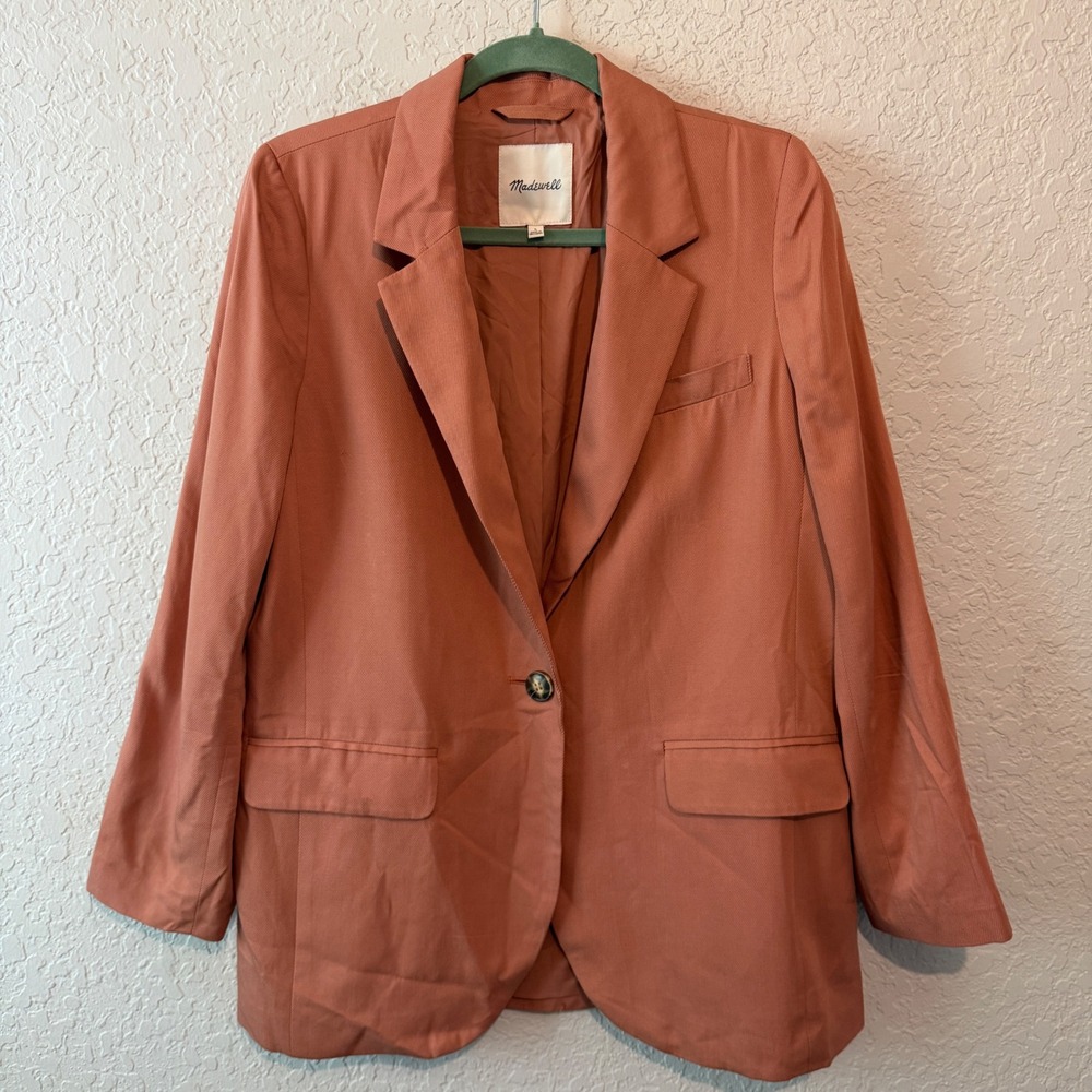 Madewell Twill Blazer Size L Terracotta Pink Academic Professional Workwear